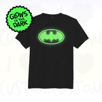 T-shirt ilovecustom noir BATMAN retro glow in the dark