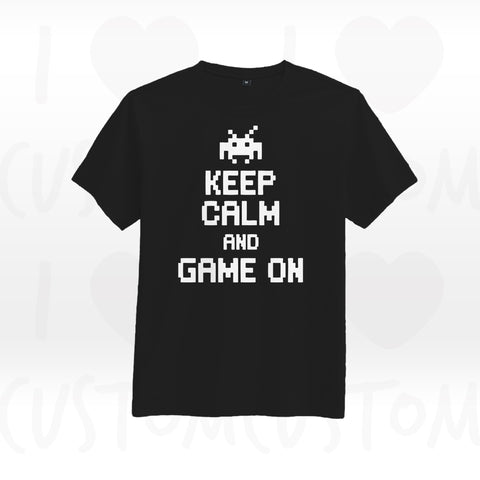 T-shirt ilovecustom noir KEEP CALM AND GAME ON