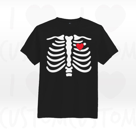 T-shirt ilovecustom noir SKULL BODY COEUR