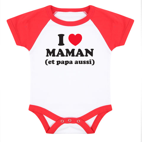 body bébé ilovecustom baseball rouge blanc ilove maman