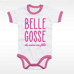 body bébé ilovecustom contrast rose blanc bellegosse de mere en fille rose