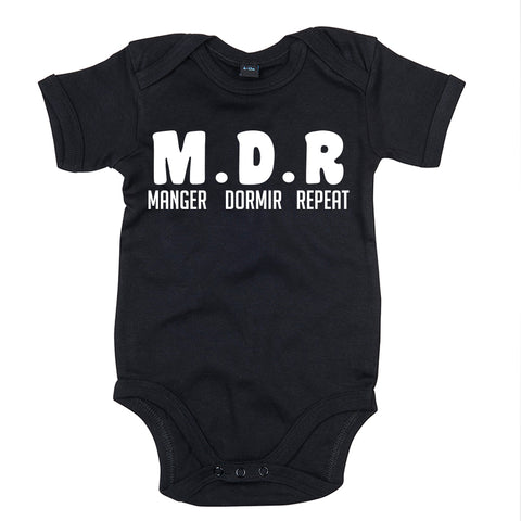 body bébé ilovecustom noir MDR blanc