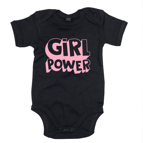 body bébé ilovecustom noir girl power rose pale