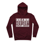 Sweat capuche hiphophood épais parental advisory rouge bordeaux