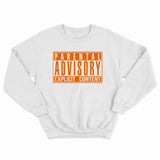 sweat col rond unisex logo PARENTAL ADVISORY EXPLICIT CONTENT orange