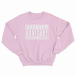 sweat col rond unisex logo PARENTAL ADVISORY EXPLICIT CONTENT blanc